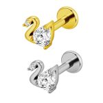 Piercing Labret Aço Cirurgico Cisne com Zircônia/A846