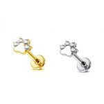 Piercing Labret Aço Cirúrgico Patinha com Zircônias/A838