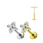 Piercing Labret Titânio Push Pin Flor 4 Pétalas/T835