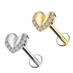 Piercing Labret Aço Cirúrgico Coração com Zircônias/A853