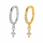 Piercing Argola Click Titânio Zircônia Lateral com Pingente/T877