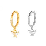 Piercing Argola Click Titânio Zircônia Lateral com Pingente Borboleta/T878
