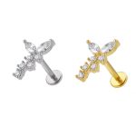 Piercing Labret Aço Cirúrgico Borboleta com Zirconias/A881