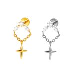 Piercing Labret Titânio com Pingente Cruz/T885