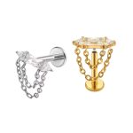 Piercing Labret Titânio com Correntes/T887