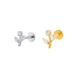 Piercing Labret Titânio Galho com Zicônias/T892