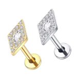Piercing Labret Titânio Zicônias Cravejada Losango/T895