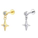Piercing Labret Titânio Com Pingente Cruz Zircônia/T906