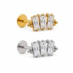 Piercing Labret  Titânio Trio Retangular Cravejado/T913