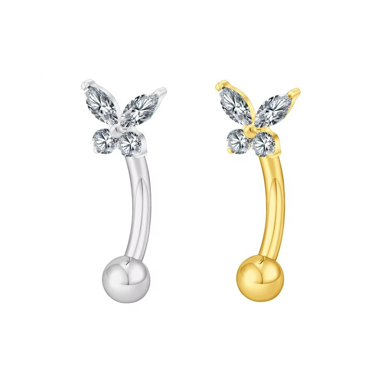 WhatsApp Image 2026-06-19 at 18.08.37 Piercing Minibarbell Curvo Titânio Borboleta com Zircônia/T682 - Imagem 1