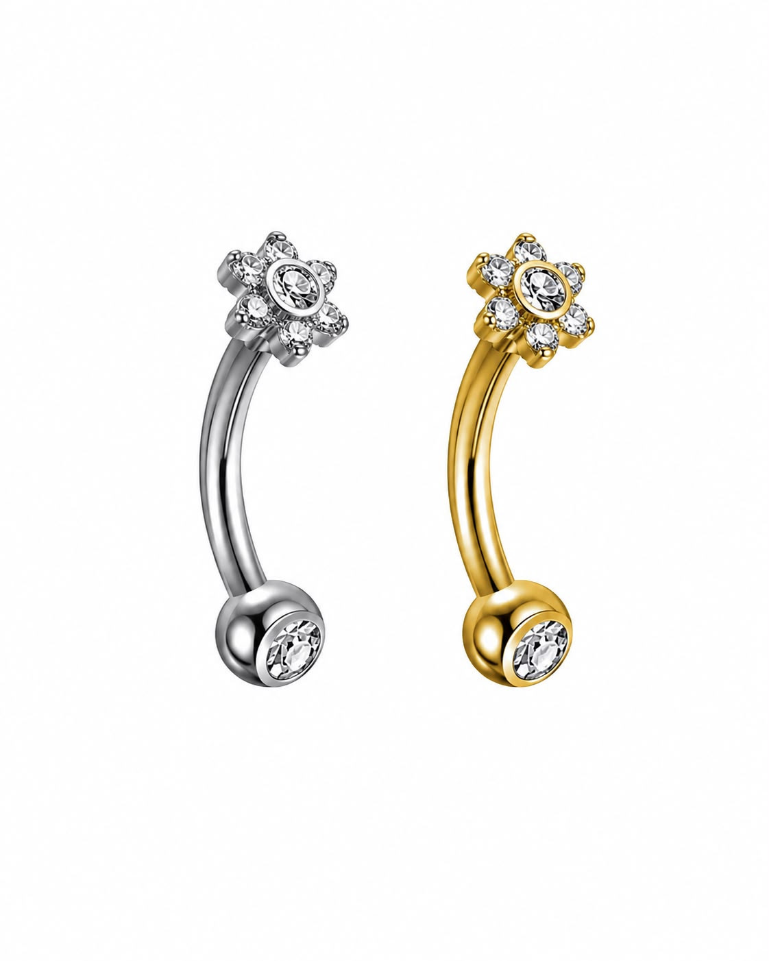 WhatsApp Image 2026-06-22 at 15.30.23 Piercing Minibarbell Curvo Titânio Flor 6 com Zirconia na Bolinha/T678 - Imagem 1