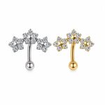 Piercing Minibarbell Curvo Cluster Flores Zircônia/T684