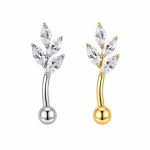 Piercing Minibarbell Curvo Titânio Galho com Zircônia/T683