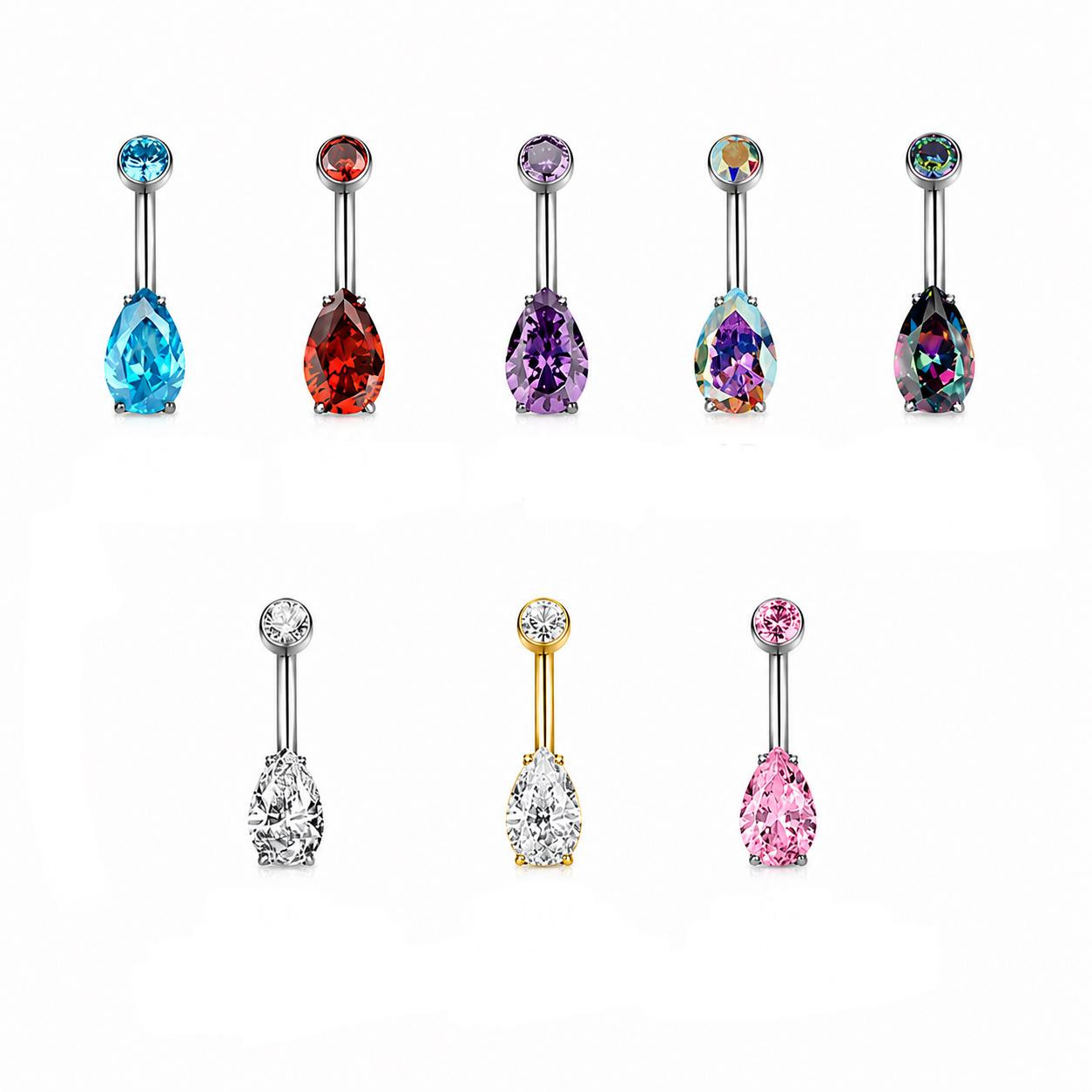 WhatsApp Image 2026-06-30 at 11.15.02 Piercing Umbigo Titânio Formato Gota Zircônia/T324 - Imagem 1
