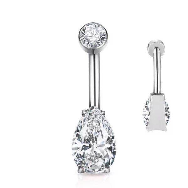 Piercing Umbigo Titânio Formato Gota Zircônia/T324 - Imagem 3