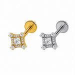 Piercing Labret Titânio Quadrado com Zircônia/T900