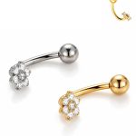 Piercing Umbigo Titânio Formato J com Topo Flor /T733