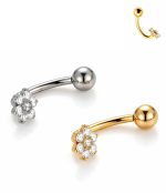 Piercing Umbigo Titânio Formato J com Topo Flor /T733