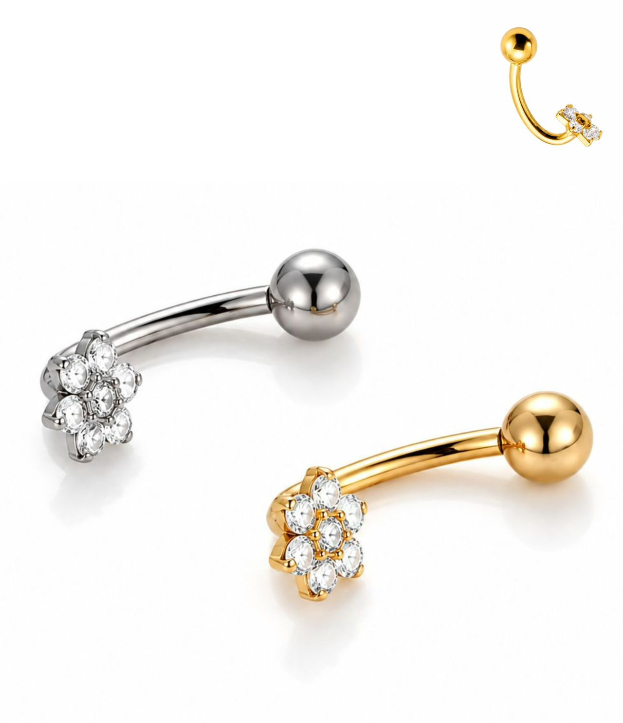 WhatsApp Image 2026-07-01 at 10.59.51 Piercing Umbigo Titânio Formato J com Topo Flor /T733 - Imagem 1