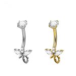 Piercing Banana Titânio Zircônia Cravejada/T618