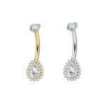 Piercing Banana Titânio Gota Zircônia Cravejada/T708