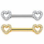 Piercing Mamilo Aço Cirúrgico Zircônico Coração/A805