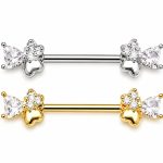 Piercing Mamilo Aço Cirúrgico Zircônia Trevo/A802