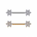Piercing Titânio Mamilo Flor com Zircônia/T752