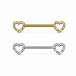 Piercing Titânio Mamilo Coração Vasado Mini Zircônias/T820