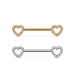 Piercing Titânio Mamilo Coração Vasado Mini Zircônias/T820