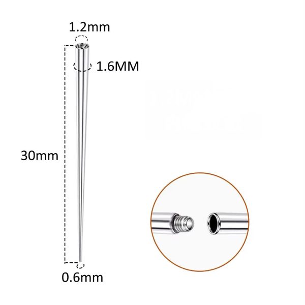 Taper Aço Cirúrgcio Para Piercing Rosca Externa/A925 - Imagem 3