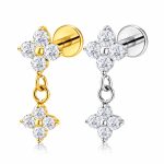 Piercing Labret Titânio Flor 4 Pétalas com Pingente/T932