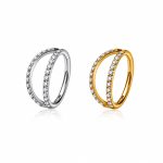 Piercing Argola Aço Cirurgico 2 Fileiras  Com Zircônia/A248