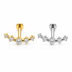 Piercing Labret Titanio Cluster 5 Zircônias Cravejada/T927