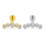 Piercing Labret Titânio Mini Cluster 5 Zircônia Cravejada/T828