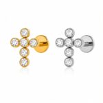 Piercing Labret Titânio Cruz com Zircônia/T050