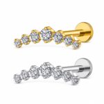 Piercing Labret Titanio Cluster 7 Zircônias Cravejada/T941