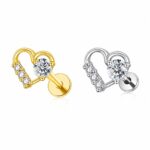 Piercing Labret Titânio Coração com Zircônia/T952