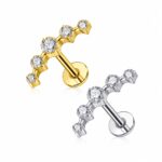 Piercing Labret Titanio Cluster 5 Zircônias Cravejada/T927
