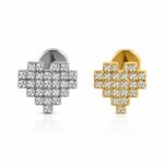 Piercing Labret Titânio Coração com Zircônias/T951