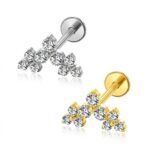 Piercing Labret Titânio Cluster 3 Trinity Zircônia Cravejada/954