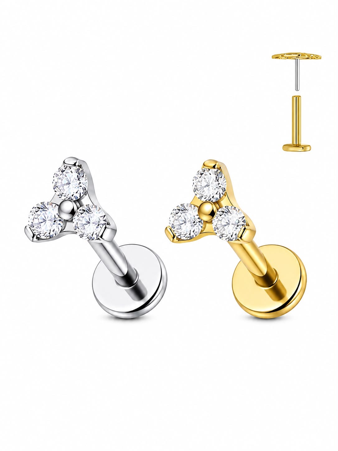 WhatsApp Image 2026-08-04 at 17.29.37 Piercing Labret Titânio Trinity Zircônia Push Pin/T784 - Imagem 1