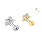Piercing Labret Titânio Flor 5 Pétalas Push Pin /T783