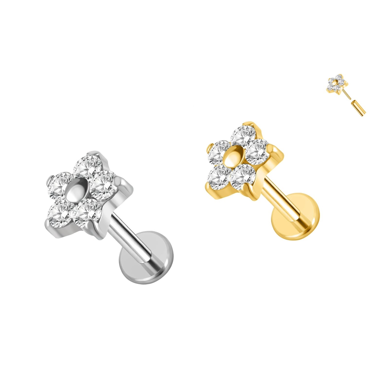 WhatsApp Image 2026-08-05 at 11.30.42 Piercing Labret Titânio Flor 5 Pétalas Push Pin /T783 - Imagem 1