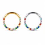 Piercing Argola Click Titânio Zircônia Colorida Frontal /T003
