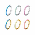 Piercing Argola Click Titânio Opala Azul /T023