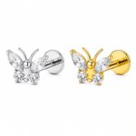 Piercing Labret Titânio Cirúrgico Borboleta Zircônia/T652