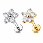 Piercing Labret Titânio Flor 5 Pétalas  Rosca Interna /T374