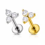 Piercing Labret Titânio Trinity Zircônia Rosca Interna /T671