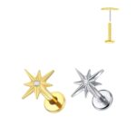Piercing Estrela 8 Pontas com Zircônia Push Pin/T937